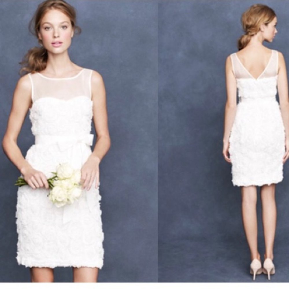 J. Crew Wedding Rose Flower Dress White Size 8